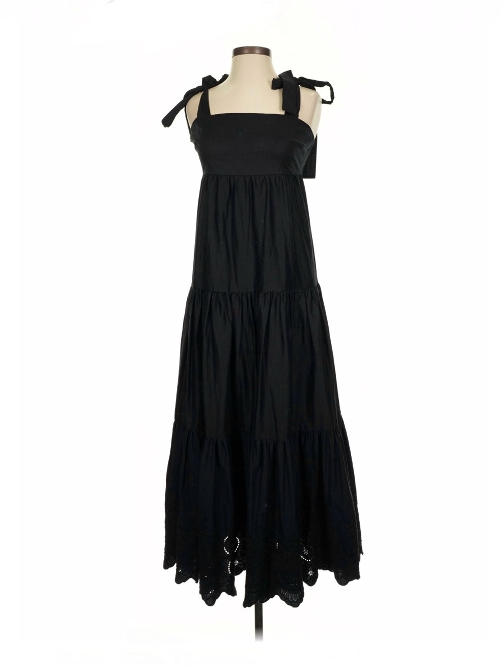 Jason Wu Black Cotton Smocked Tiered Sundress size M